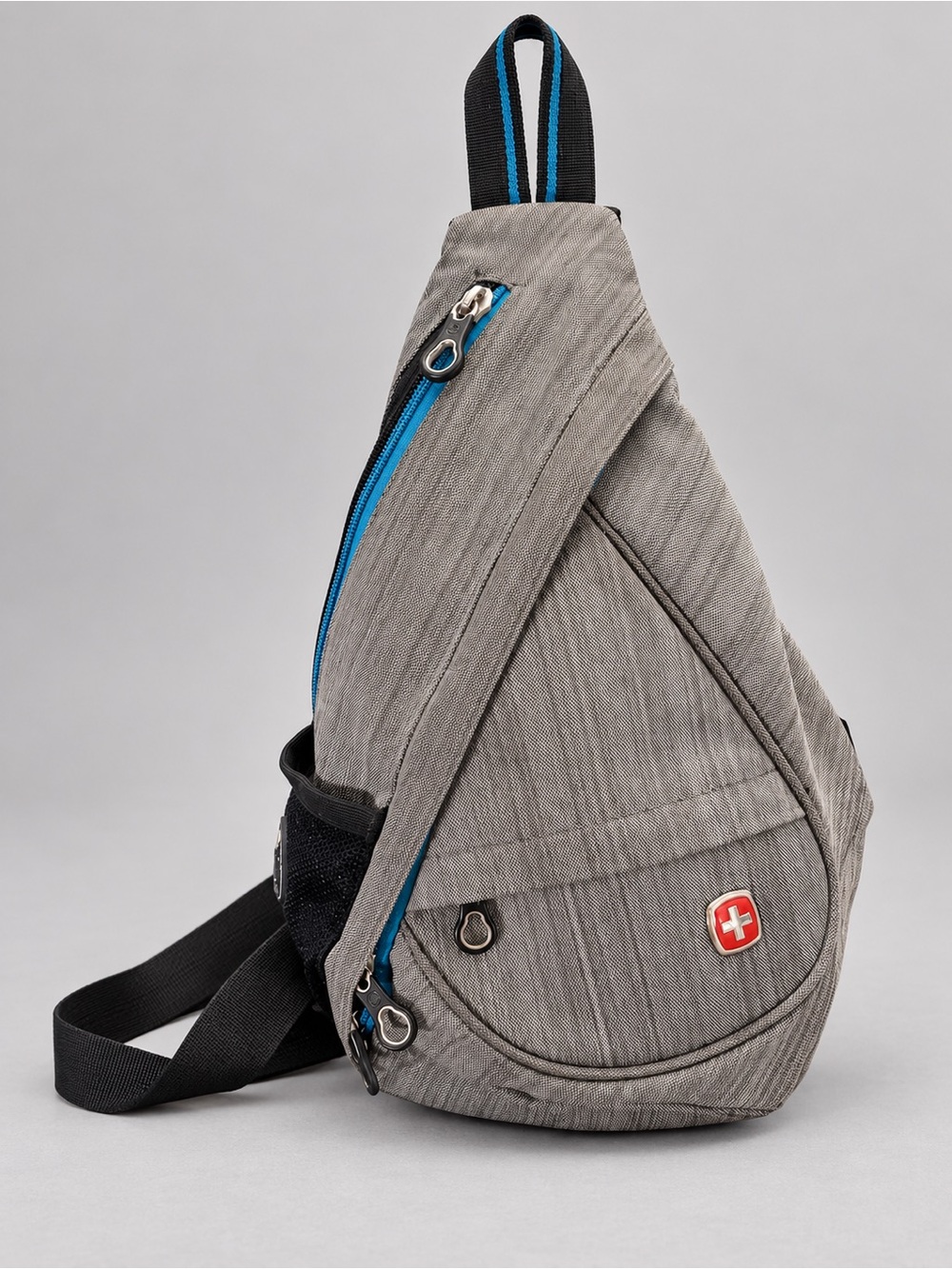 Swissgear Grey Sling Backpack – Blue Accents & Crossbody Strap